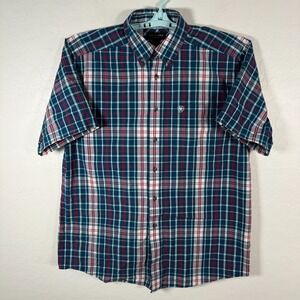 Ariat Pro Series Shirt Mens Large Blue Button Down Western Cowboy Rodeo Plaid